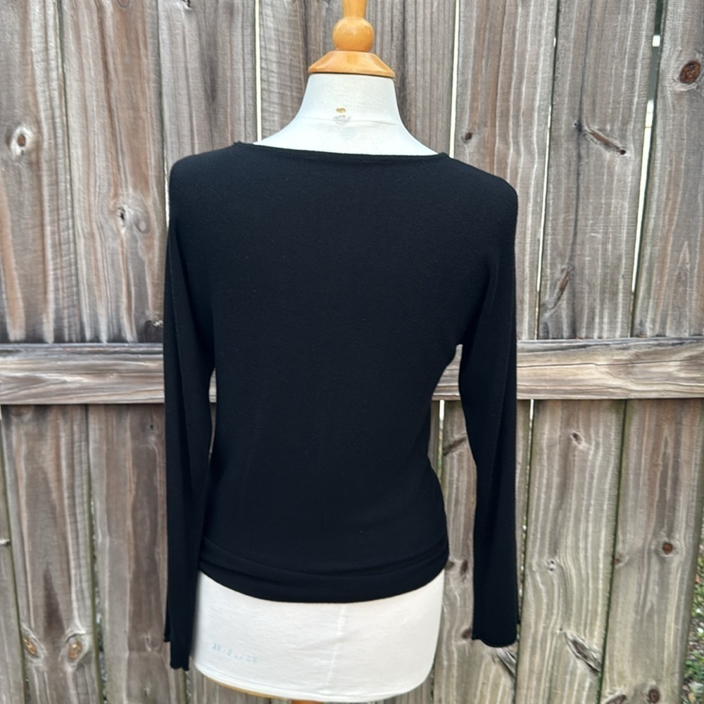 Rachel Zoe black cashmere blend sweater, bling hamsa hand, size small - Picture 5 of 6